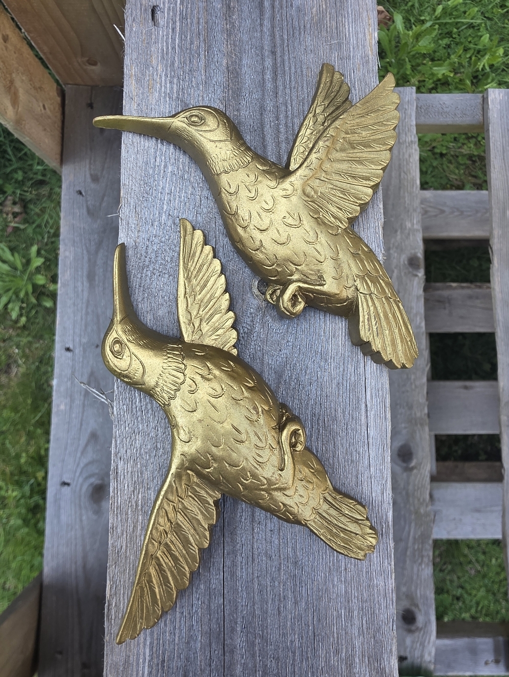 Gold Hummingbird Wall Decor Pair - Elegant Home Accent
